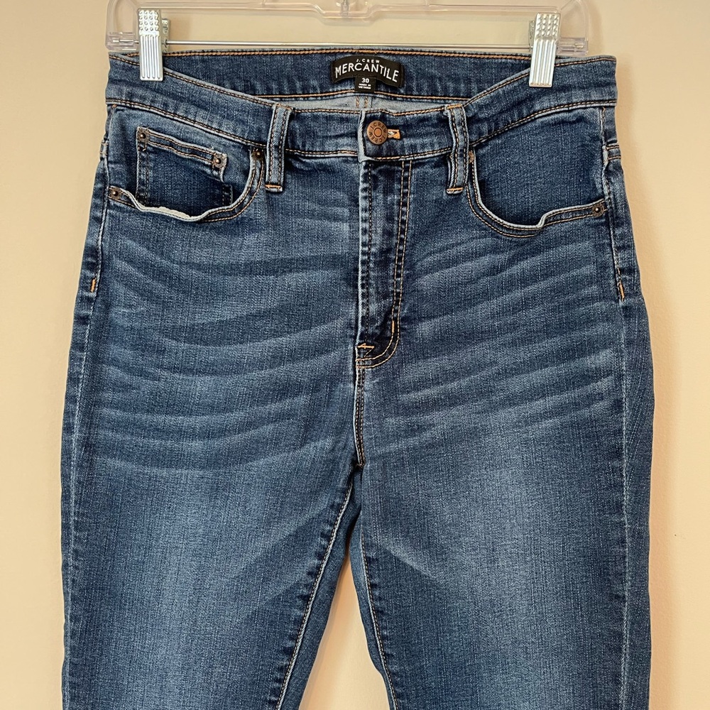 J. Crew Mercantile Skinny Jeans Women's Size 30 Blue Whiskers Mid Rise - Picture 3 of 8